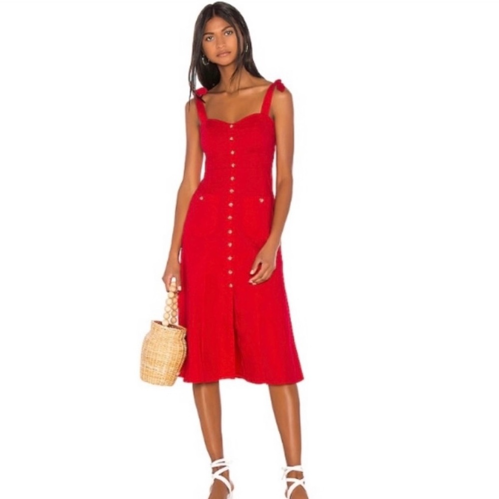 Song of Style Maya Revolve Red Midi Dress